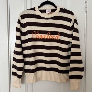 Pink Pineapple Brown Striped Cleveland Roll Neck Sweater
